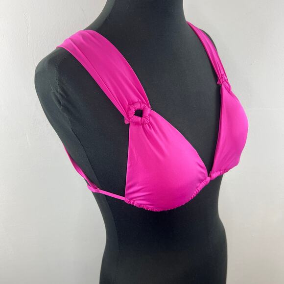 SOLUNA Pink Swim Top Bra Nylon Stretch Classic Adjustable Wide Strap Sz Large L - Picture 3 of 6